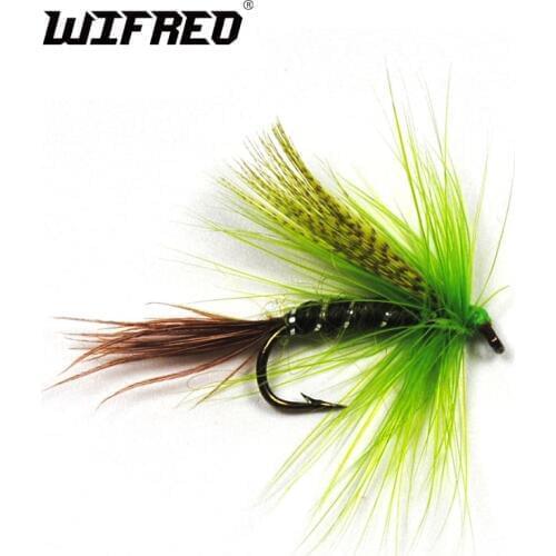 Wifreo 10PCS 10# Silver Rib Body Chartreuse Green Mayfly for Trout Fishing