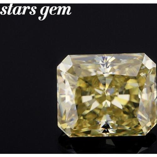 Yellow Color Octagon Shape Crushed ice Cut 7x5mm-14x10mm Loose Moissanite Diamond for Jewelry Ring Making