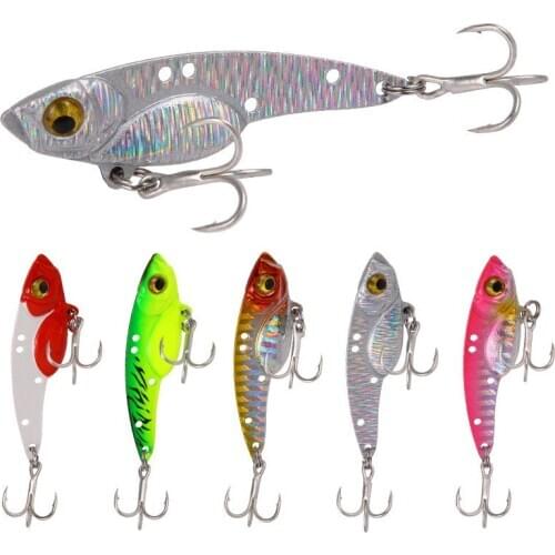 1Pcs 7.5g 13g 18g Metal VIB Fishing Lure Crankbait Bass Crank Bait Treble With 2 Hooks Spoon Bait Fishing Tackle Accessories