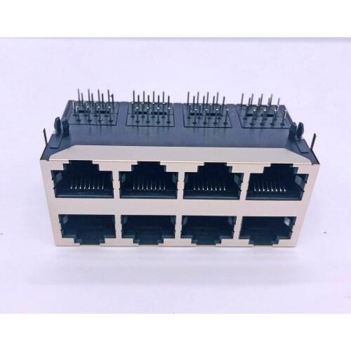 Ticosan RJ45 2*4 Port With Latch Network Ethernet 8P8C Female Socket 8Pin DIP PCB Mount Connector