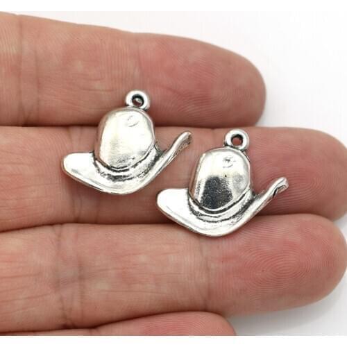 20pcs Antique Silver Plated Hat Charms Pendants for Jewelry Making Charm Bracelet DIY Handmade Craft 20x21mm