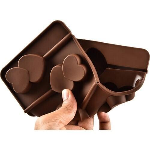 3D Double Heart Lollipop Chocolate Silicone Biscuits Mold Dessert DIY Cake Decorating Tool Jelly Mold Home Kitchen Baking Tools