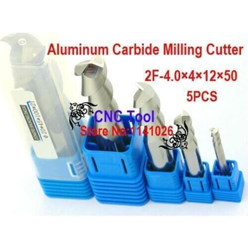 5PCS 2 Flute 2F-4.0*4*12*50 Aluminum Carbide End mills,Carbide CNC End mill , lathe tool,boring bar,cnc,machine