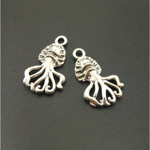 5 pcs Silver Color Octopus Charms Jewelry Making DIY Handmade Craft A1068
