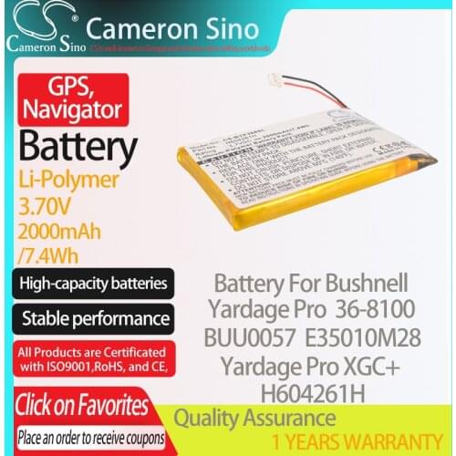 CameronSino Battery for Bushnell Yardage Pro BUU0057 E35010M28 Yardage Pro XGC+ fits Bushnell H604261H GPS, Navigator battery
