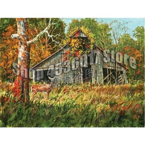 Diy Diamond Painting Fall Cabins Cross Stitch Embroidery Wall Sticker Diamond Mosaic Cottages Houses Christmas Crafts Rhinestone