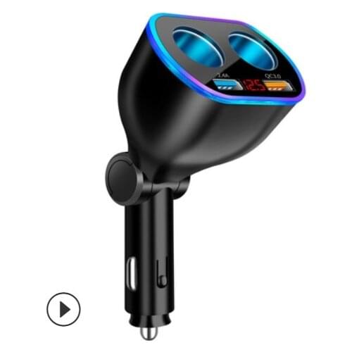 Car Charger 12/24V Lighter Adapter Splitter with Dual USB Digital Voltmeter LED Night Light QC 3.0 Fast Charge for Phone Tablet