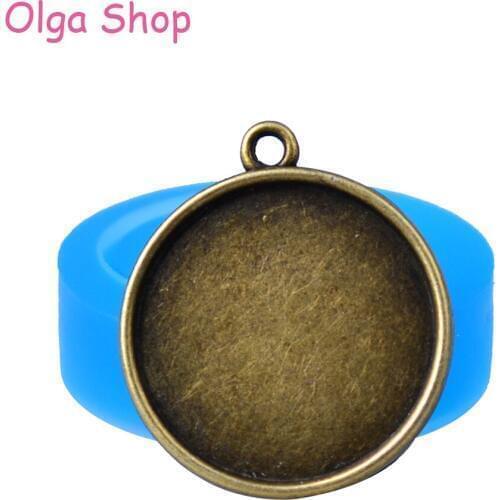 OYL134 25.6mm Round Mirror Frame Pendant Flexible Silicone Mold - Picture Frame Mold Sugarcraft, Fondant, Resin Jewelry, Candy