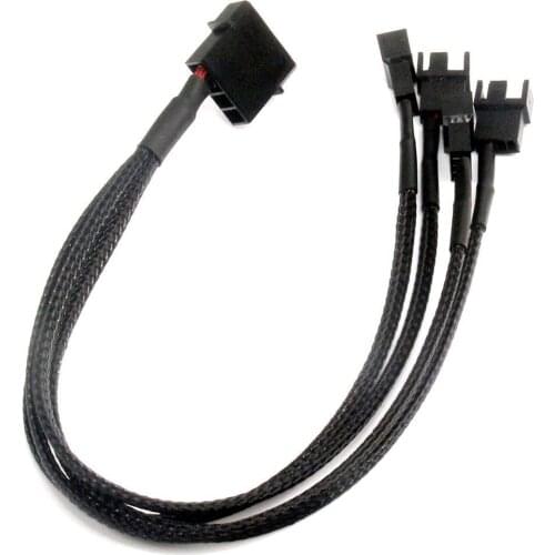 Computer Fan One Point Four Adapter Cable Black Sleeve 4-pin IDE Molex To 4-port 3Pin / 4PinPC Computer Power Cord