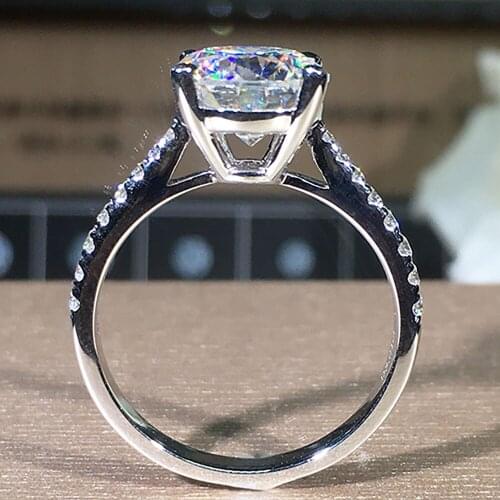 10K Au417 White Gold Women Wedding Party Engagement Ring 1 2 3 4 5 Carat Round Moissanite Diamond Ring Crown Trendy Classic Gift