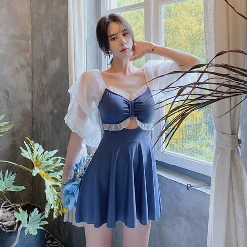 Swimsuit For Women 2021 Bikini Feminino Female Swimwear Push Up Suit New Block Girl Long Sleeve Hot Bathing Print Polyester