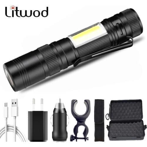 Litwod XHP50.2 Led Flashlight Built in 18650 USB Rechargeable Battery Zoomable Power Bank Torch Head Lamp Hard Bulbs Bike Light