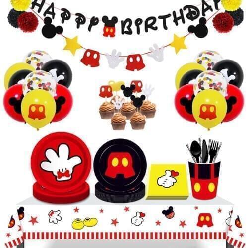 Mickey Mouse Party Supplies Baby Shower Kids Birthday Party Disposable Party Decoration Mickey Minnie Mouse Festival Favor Gifts