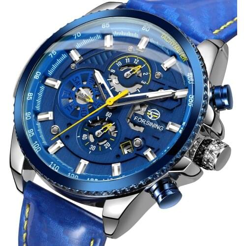 Mens Watch 3 Dial Calendar Display Mens Automatic Mechanical Sport Wrist Watches Top Brand Luxury
