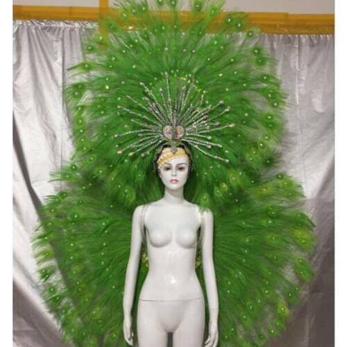 Custom peacock costumes samba fashion show halloween carnaval dance oriental singer feather costume stage costumes for singers