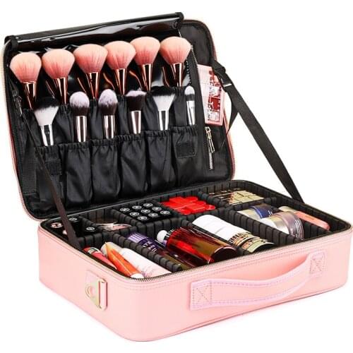 Pink Color New Upgrade Large Capacity Cosmetic Bag Hot-selling Professinal Women Travel Makeup Bag Storage Bag