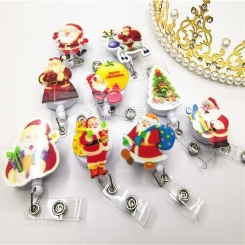 New Arrival 1 Piece High Quality Retractable Nurse Badge Reel Clip Cartoon Christmas-man Students ID Card Holder Lanyard