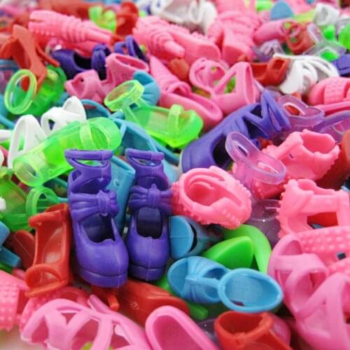 Wholesale 100 Pairs Fashion Colorful Doll Shoes Mixed Style High Heels Sandals for Barbie Doll Accessories kids Toy