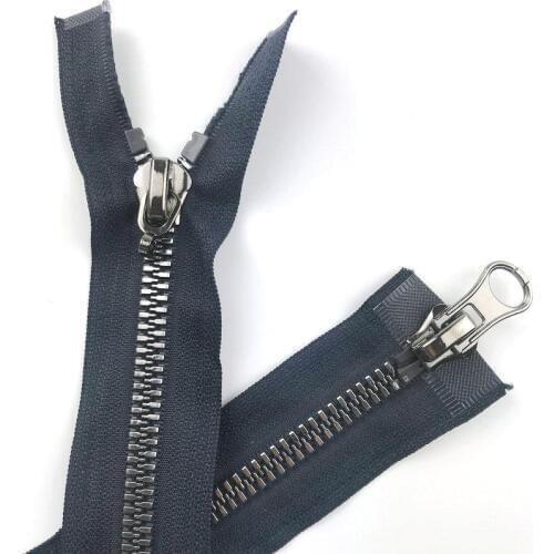 Punk No. 8 resin imitation metal tooth zippers for sewing bright black teeth double open tail 120CM down jacket zipper FZ28