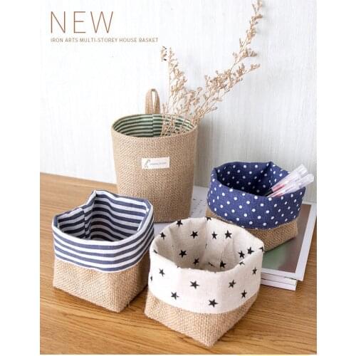 Hanging Pocket Storage Basket Small Sack Sundries Organizer Cosmetic Organizer Cotton Linen Storage Bag Home Decor