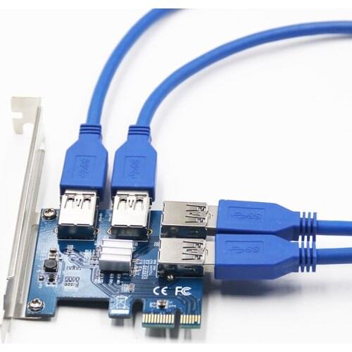 Riser PCI-E PCI Express Expansion Card PCIE 1 to 4 Ports USB 3.0 Adapter PCI-E Riser Card For Bitcoin Miner Antminer BTC Mining