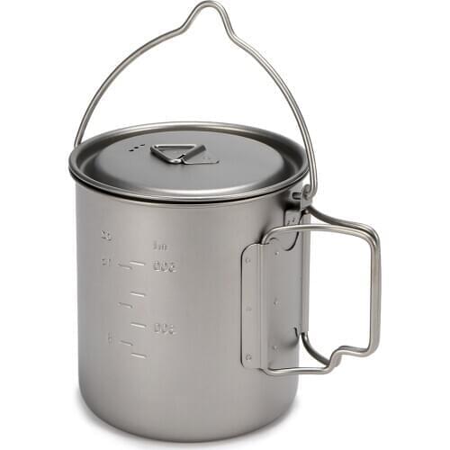 Ultralight Titanium Cup Outdoor Portable Mug Camping Picnic Water Cup with Foldable Handle 300ml / 400ml / 450ml / 750ml