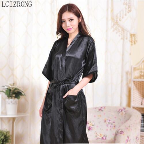 Spring Solid Satin Women Bathrobes Summer Half Sleeve 3XL Plus Size Sexy Robe Knee-length Dressing Gown Bridesmaid Robes