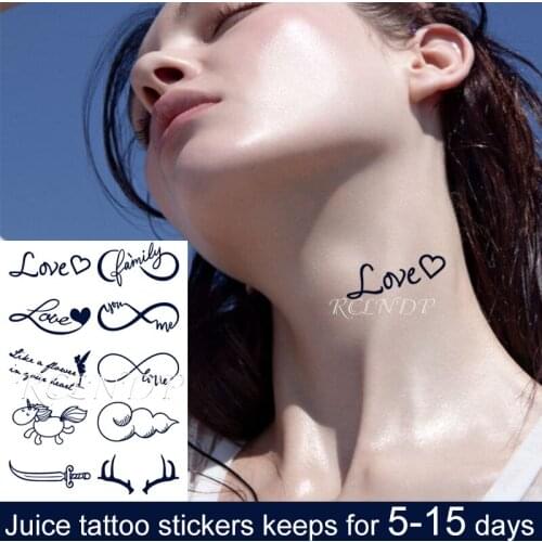Waterproof Temporary Juice ink Sticker "8" Designs Love Heart Pattern Sword Antlers Fruit Gel Long lasting Tattoo for Men Women