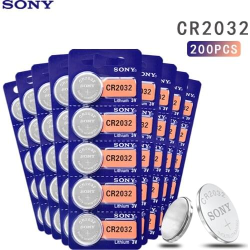 200PC SONY Original CR2032 battery 3V Lithium Batteries BR2032 DL2032 ECR2032 CR 2032 Button Coin Battery For Watch Calculator