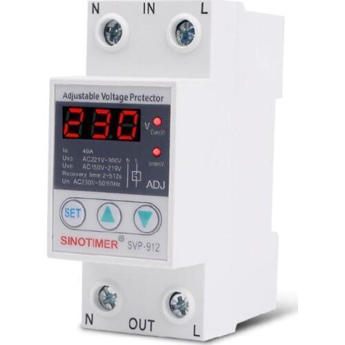 220V Din Rail Adjustable Recovery Reconnect Over Under Voltage Protective Device Protector Relay Over Voltage Protection A5YD