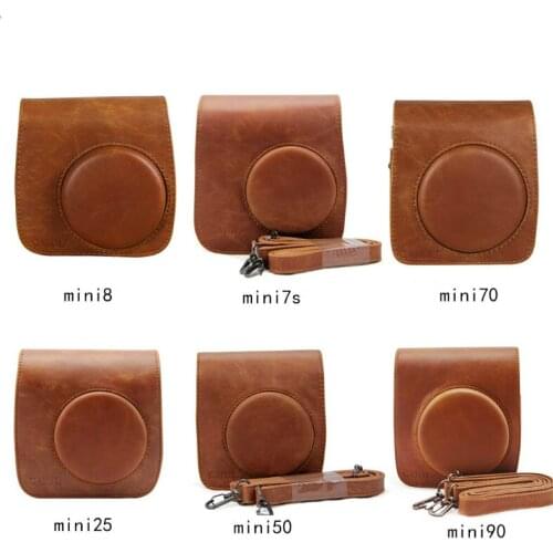 /25//50/70/90/9 Camera Bag For Polaroid Classic Camera Protective Pu Leather Carry Case Bag Brown With Shoulder Strap