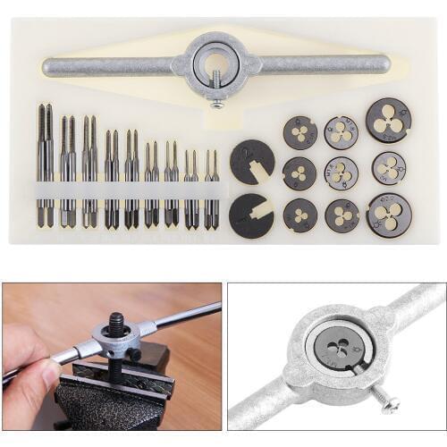30pcs/set Precise Metric NC Screw Tap and Die Set External Thread Cutting Tapping Hand Tool Kit with HSS Screw Plugs Taps