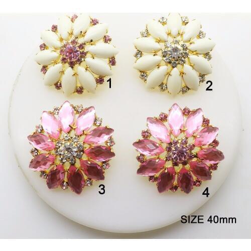 5pcs/lot 40mm Rhinestone Crystal Button Gold Decorative Flower Button Coat Clothing Fashionable Clothing Accessories