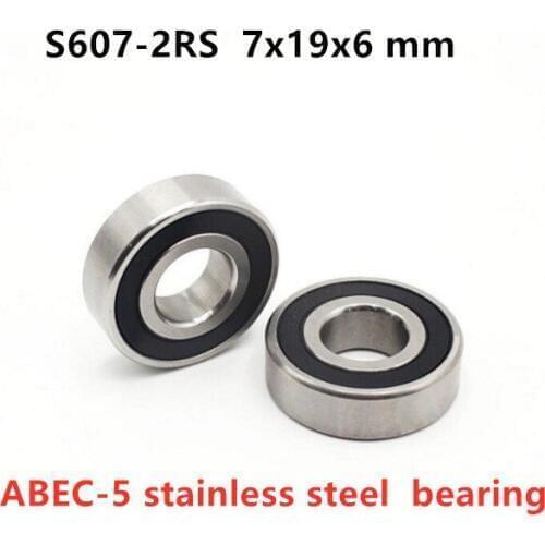 50pcs stainless steel bearing ABEC-5 S607-2RS 7*19*6 mm deep groove ball bearing S607RS 7mmx19mmx6mm