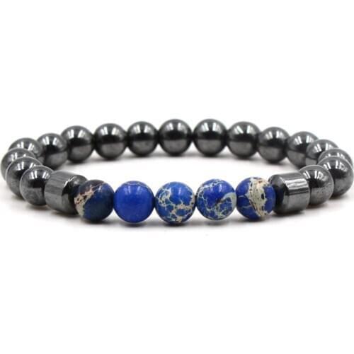 8mm xtg3 adjusted Charm nature dark blue Emperor stone hematite bead Bracelet women Healing Prayer Reiki Chakra Buddha Yoga
