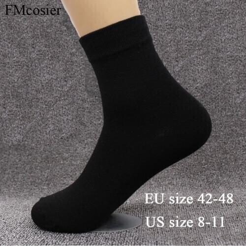 8 Pairs Plus Size Mens Cotton Soft Dress Business Formal Solid Color Autumn Socks Winter Warm Black White 48 44 45 46 47