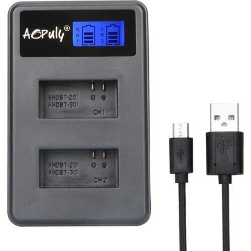 AOPULY Camera Charger AHDBT-301 AHDBT 301 AHDBT-201 LCD Dual USB Charger For GoPro Go Pro Hero3 3+ camera Accessories