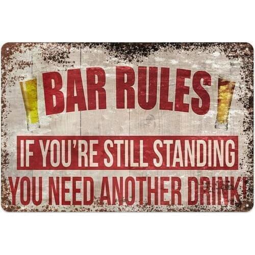 Bar Rules Retro Metal Tin Sign Plaque Poster Wall Decor Art Shabby Chic Gift
