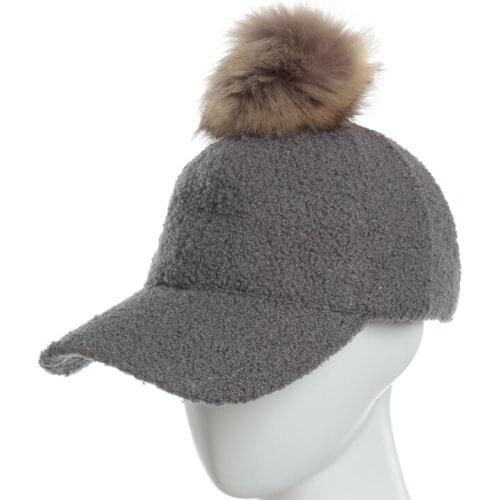 Baseball cap For Lady Lovely pompon Imitation lamb cashmere Baseball cap Comfort and warmth Pure color leisure Hip Hop Hat