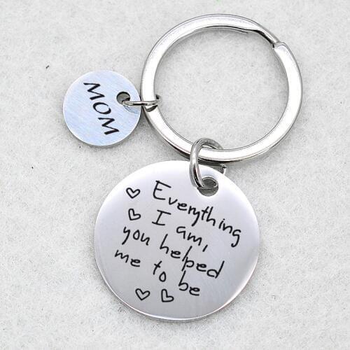 Mom Keychain -Gift For Mom / Dad -Everything I Am You Helped Me To Be Keyring Mother Of The Bride Mothers Day Gifts