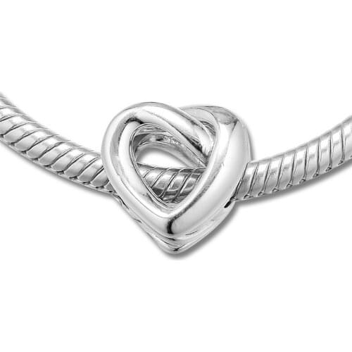 Knotted Heart Beads for Silver 925 Bracelets Charms Jewelry Mothers Day Silver Charm Beads for Jewelry Making Fine DIY Findings