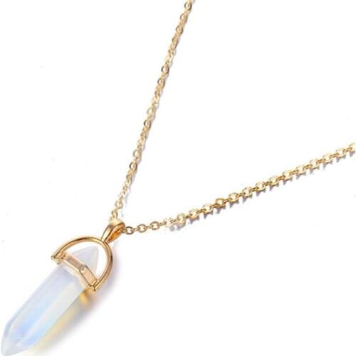Fashion Hexagonal Prism Pendant Necklace Crystal Bullet Multi-style Connection Natural Stone Pendant Necklace Women Gift Jewelry