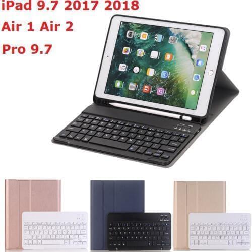 Russian Spanish Keyboard Case for iPad 9.7 2017 2018 Air 1 Air 2 Pro 9.7 Pencil Case with Keyboard Bluetooth for iPad 5 6th Case