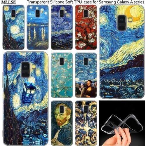 Van Gogh Tardis Silicone Case For Samsung Galaxy A50 A30 A10 A70 A6 A8 Plus A20 E A5 A7 2018 2017 A40 Note 9 8 Fashion Cover