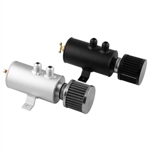 Black/Silver Aluminum 10AN 0.75L,Oil Catch Can Reservoir Tank +Breather Filter Baffled Kit