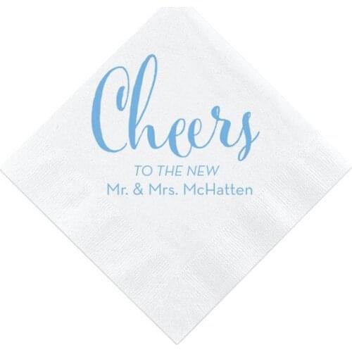 Cheers to the Newlyweds Personalised Wedding Napkins | Rehearsal Dinner | Engagement Party | Custom Bar Napkins|Wedding Napkins