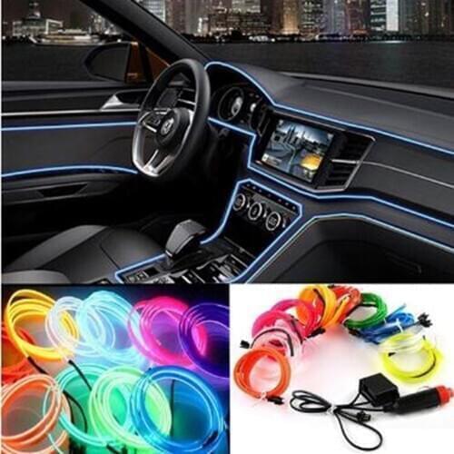 Car Interior Light Strip 12V LED Cold lights Flexible Neon EL Wire Auto Lights Strip Line Interior Decoration Strips Lamp