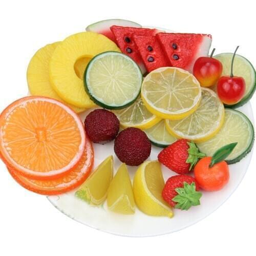Festive Supplies Artificial Decorations Fruits Plastic Simulation Lemon Strawberries Watermelon Model Decoration Props 27pc/lot