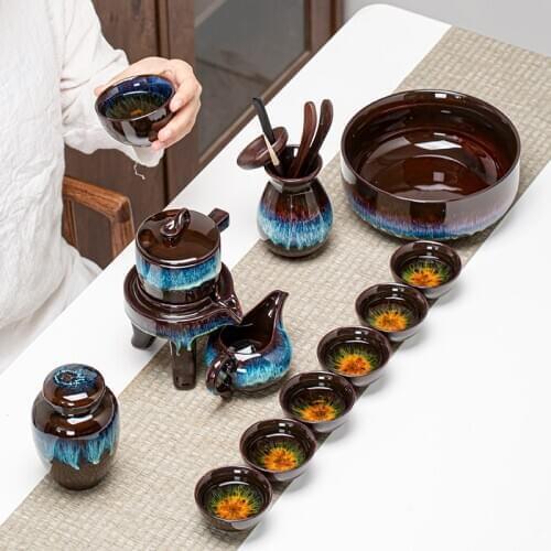 Ceramic Chinese Tea Cup Set Modern Kung Fu Gift Tea Pot Strainer Tea Set Porcelain Office Tazas De Te Household Products DG50TS