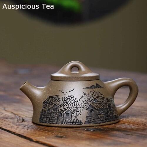 170ml Chinese Yixing Purple Clay Teapots Raw Ore Section Mud Stone Scoop Tea Pot Home Filter Beauty Kettle Customized Teaware